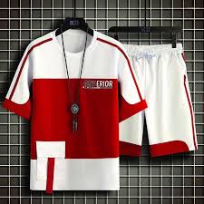 Aybeez- White Printed Short Tracksuit With Contrasted Pannels For Men